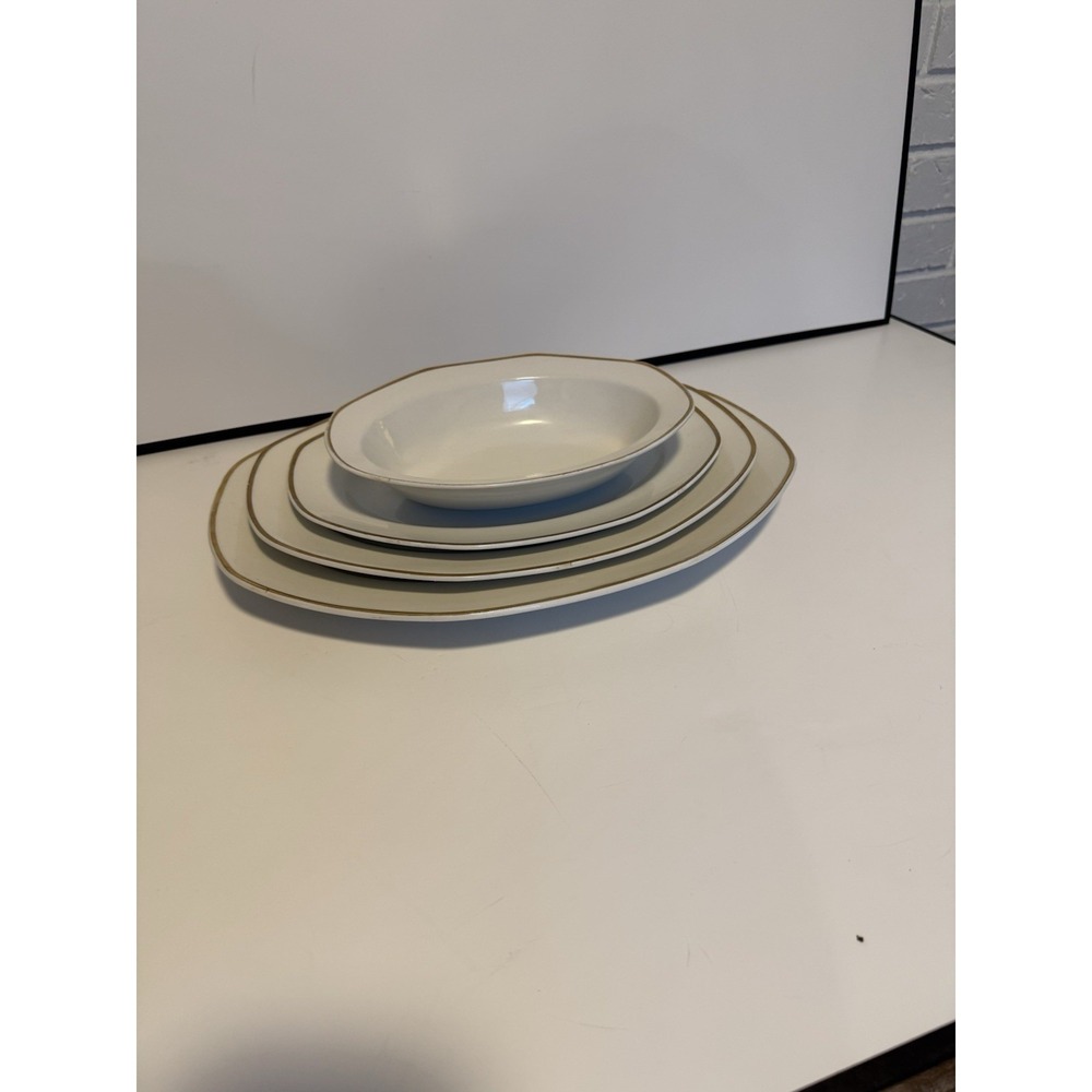 Rare WH Grindley Excelsior Antique Ironstone Octagonal Platters + Oval Bowl 1910 - Picture 3 of 16